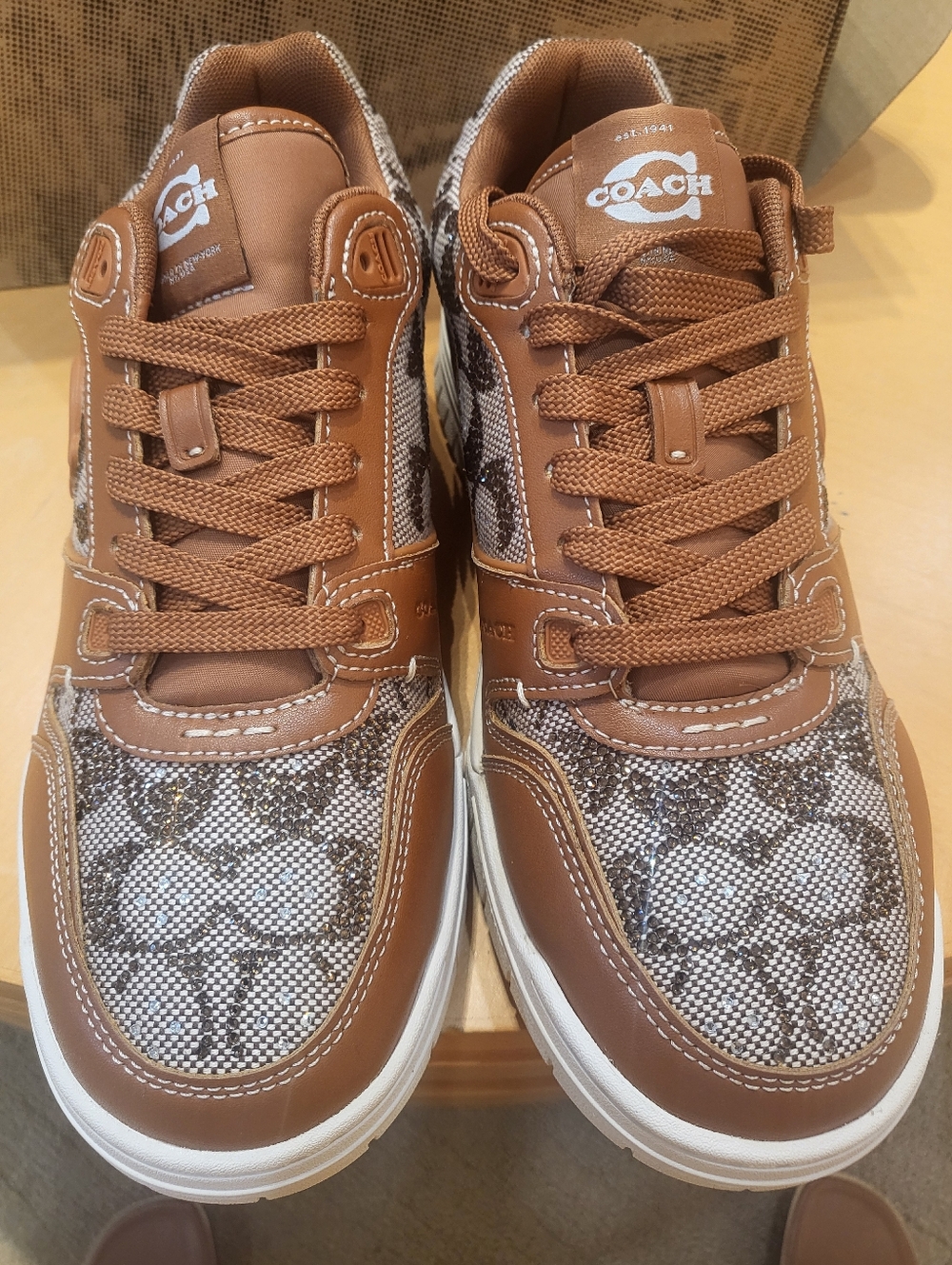 Coach Brown Signature Canvas High-Top Sneakers